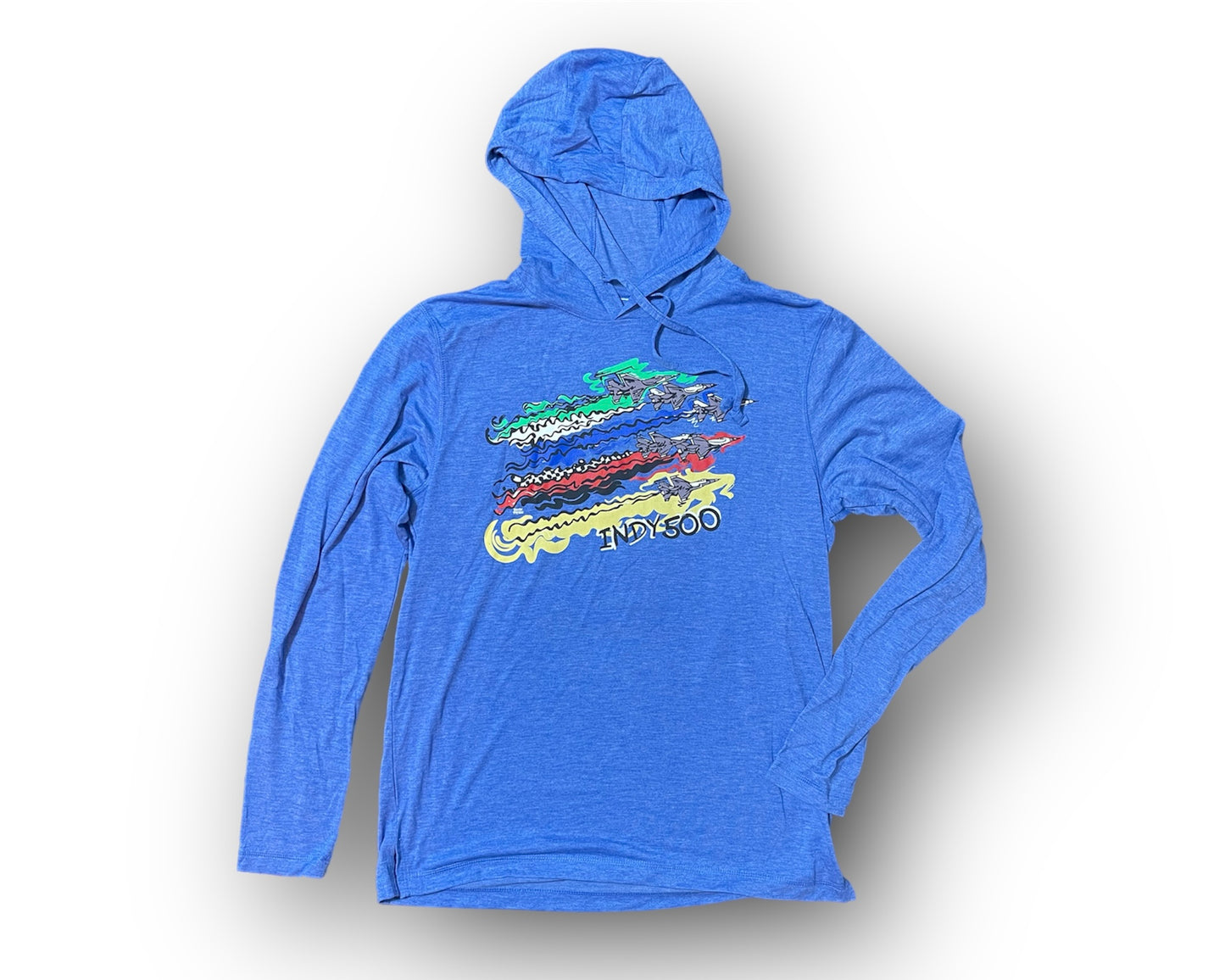 Indianapolis Motor Speedway Flyover Long Sleeve Hooded Tee by Justin Patten