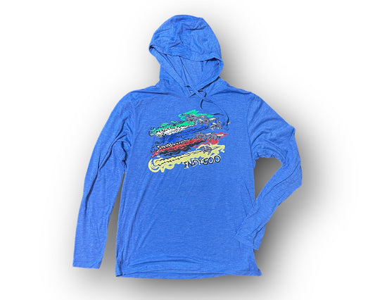 Indianapolis Motor Speedway Flyover Long Sleeve Hooded Tee by Justin Patten
