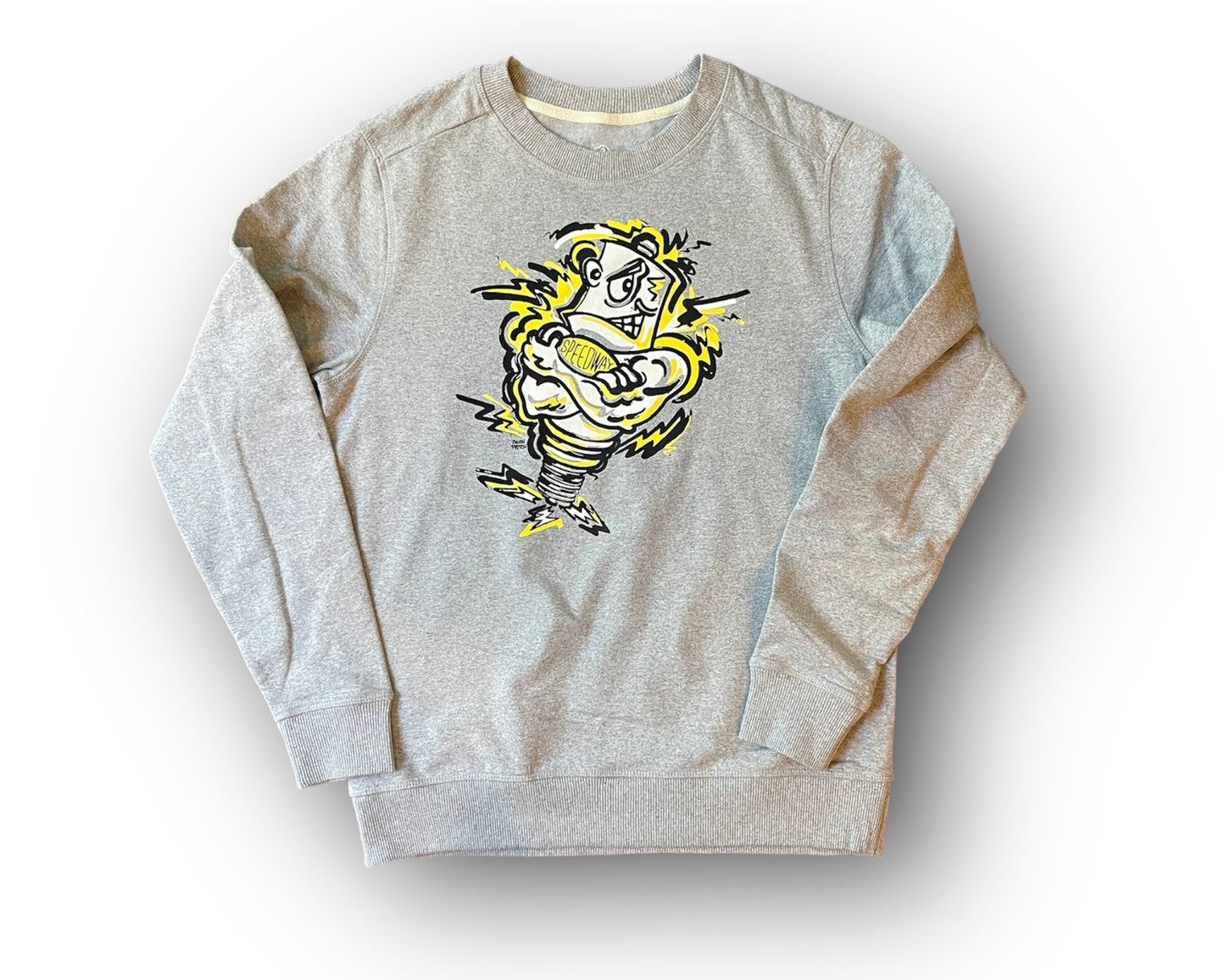 Speedway Schools Mascot Unisex Crew Fleece by Justin Patten (Heather Grey)