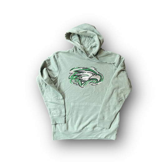 Zionsville Indiana Eagle Hoodie by Justin Patten (Heather Dusty Sage)