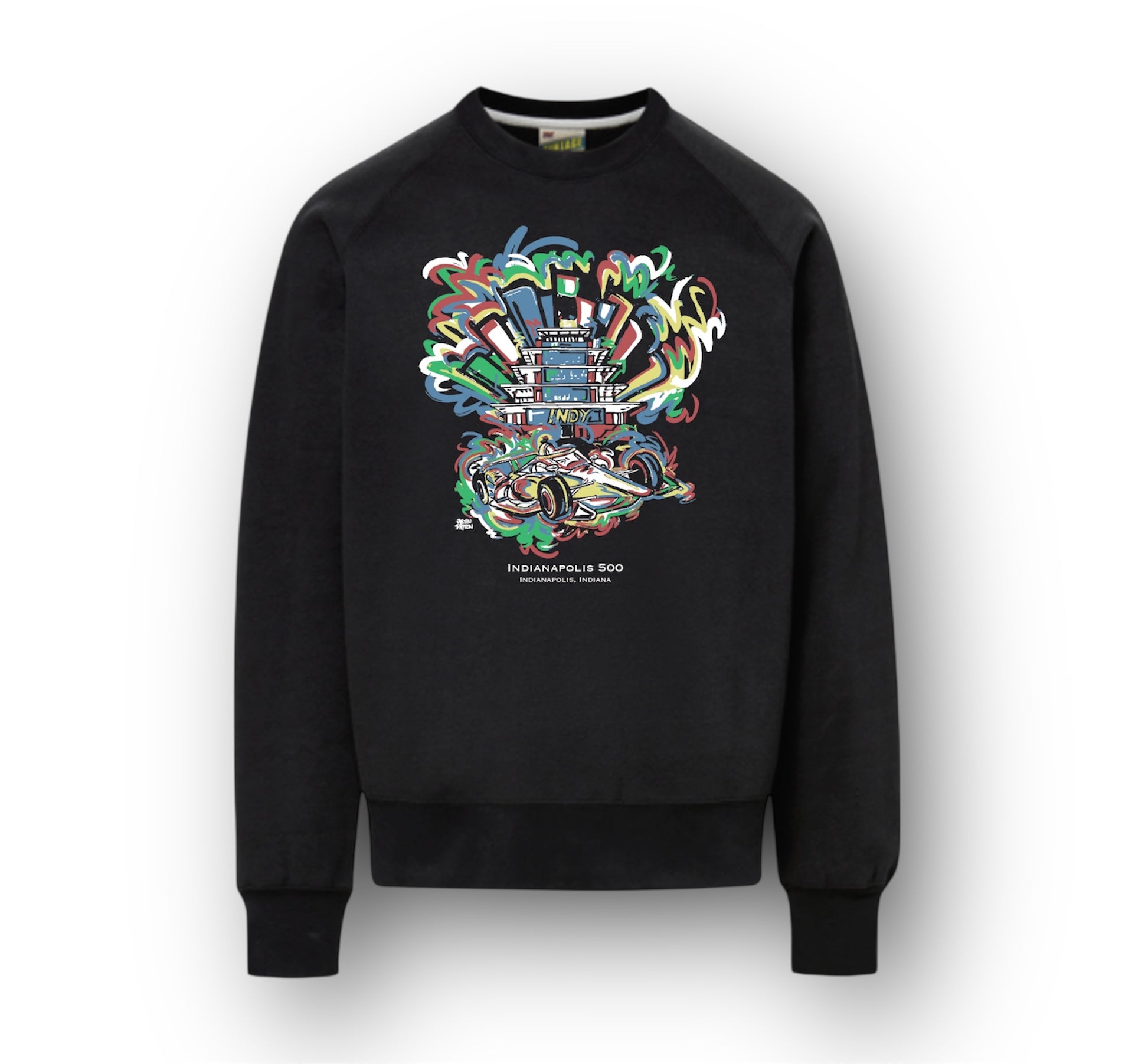 Indianapolis Motor Speedway Unisex Fleece Crew,  Flags, Pagoda, Indy Car (IMS, Indy 500, Pagoda, Wing and Wheel)