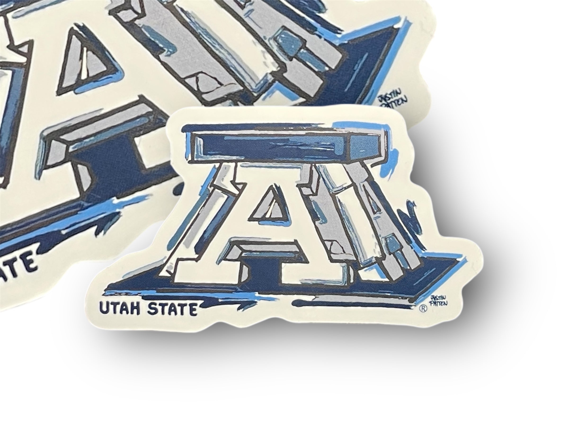 Utah State University Block A Mini Vinyl Sticker by Justin Patten (Aggies, Big Blue, Logan, Show Me, Old Main)