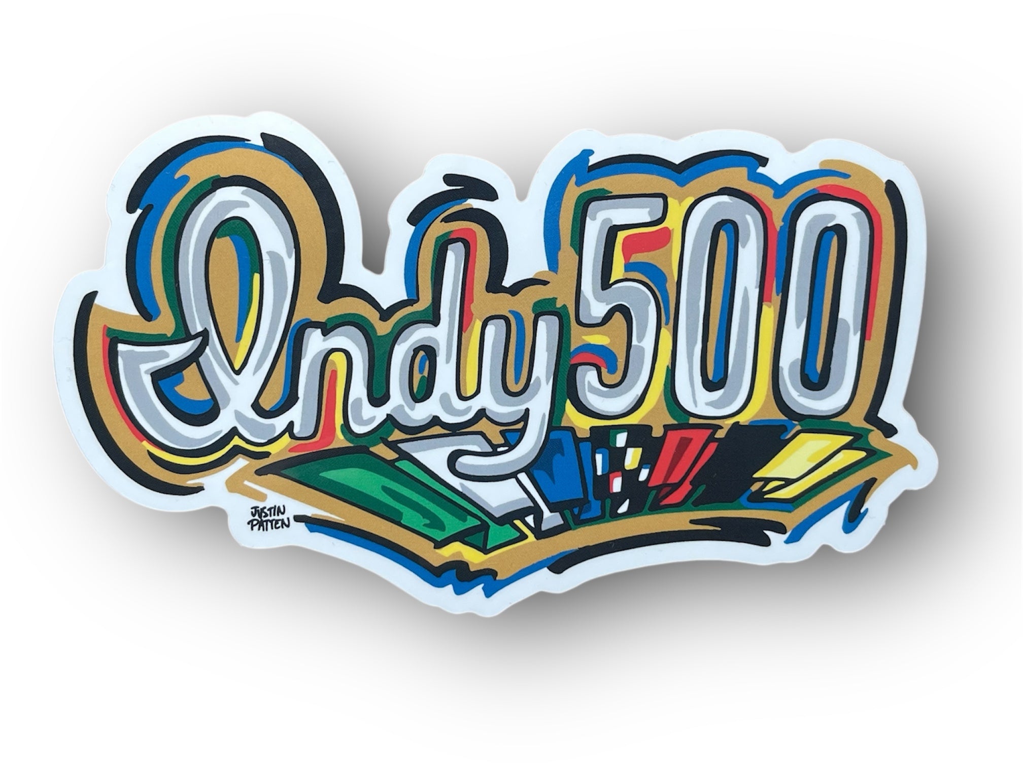 Indianapolis Motor Speedway Indy 500 Vinyl Sticker by Justin Patten (IMS, Indy 500, Pagoda, Wing and Wheel)