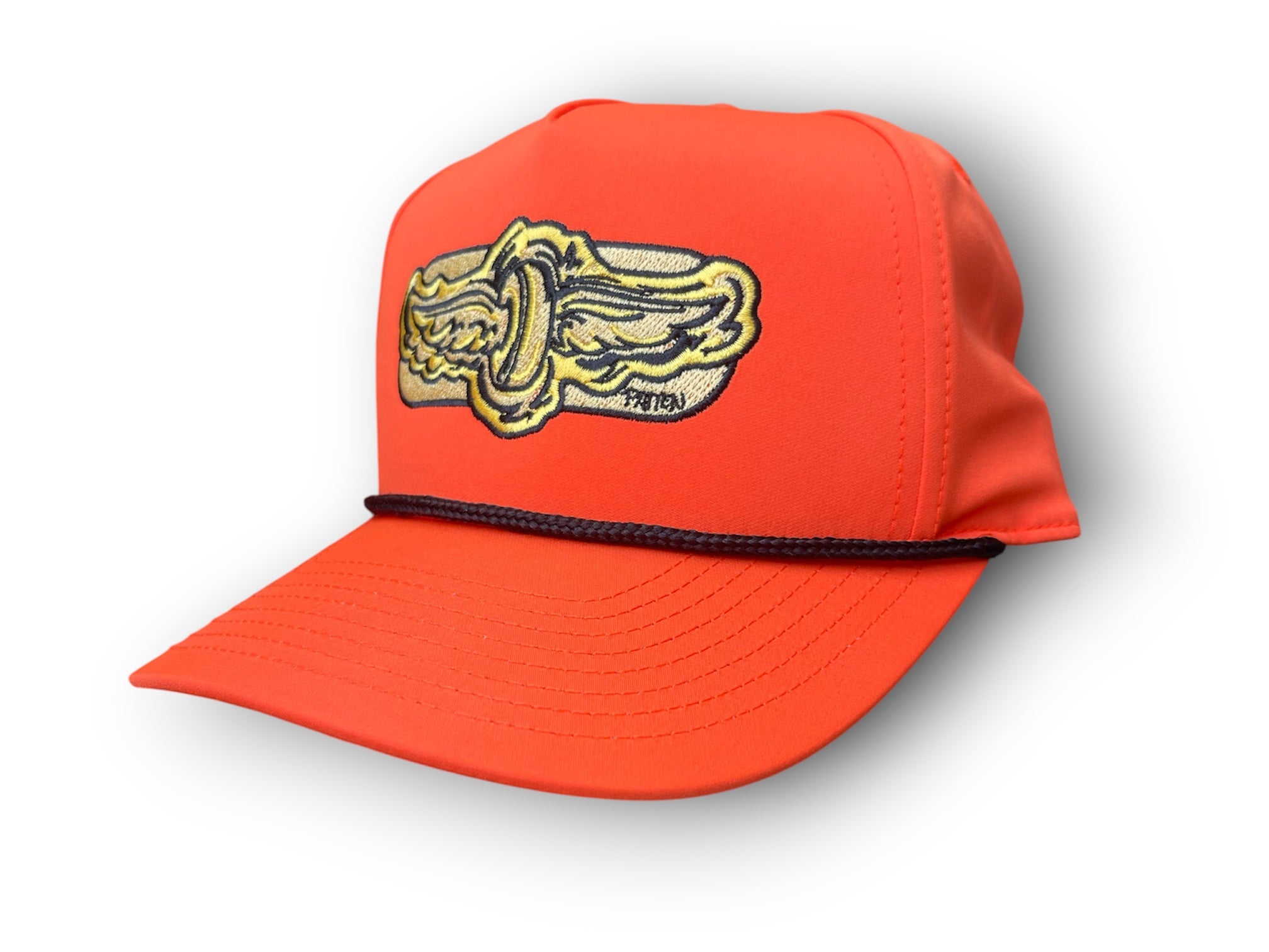 Indianapolis Motor Speedway Gold Wing and Wheel Patch Hat with Black Rope by Justin Patten (Orange with Rope)