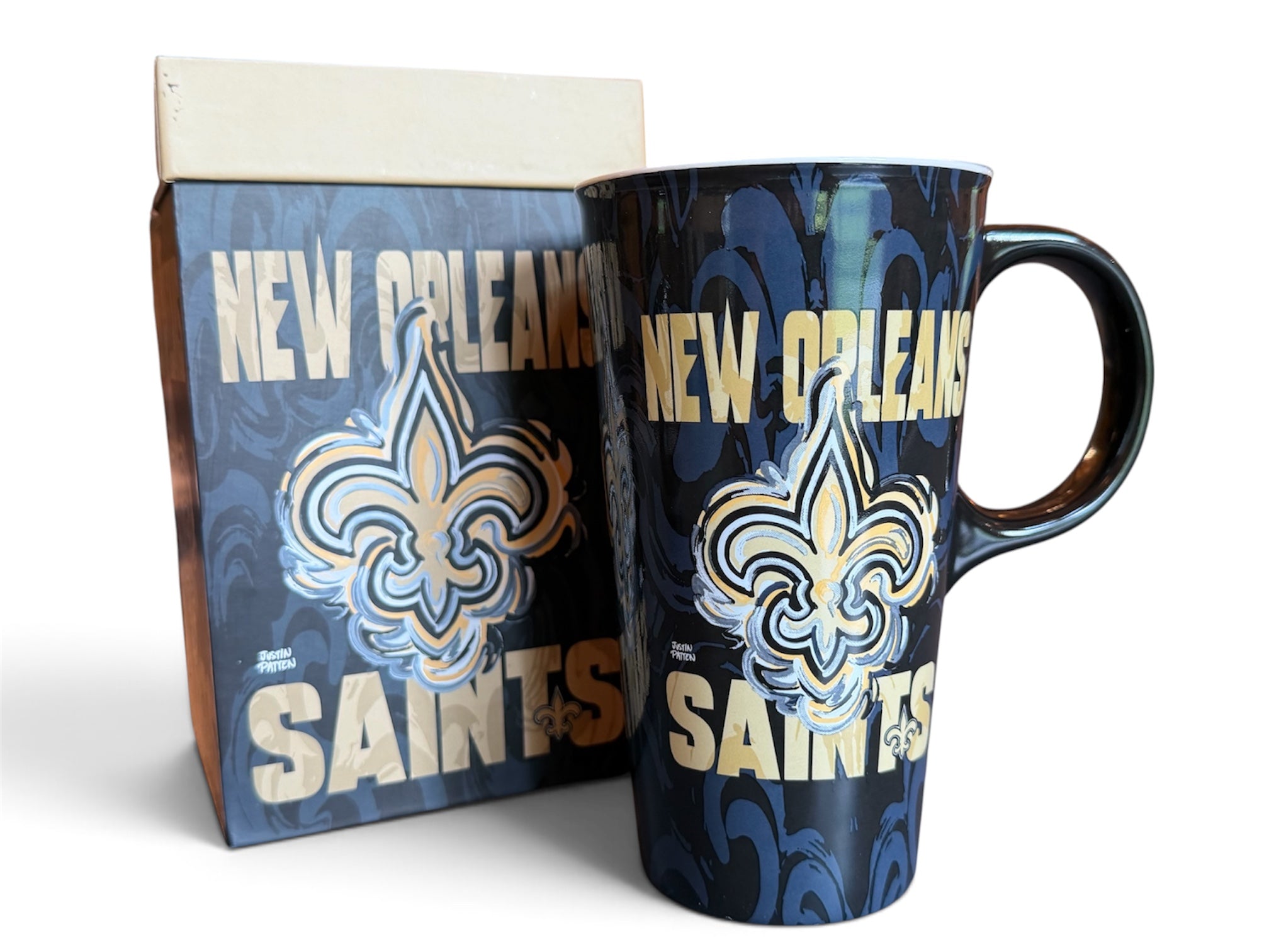 New Orleans Saints 16oz.Travel Mug by Justin Patten (Who Day, NO, Saints Football)