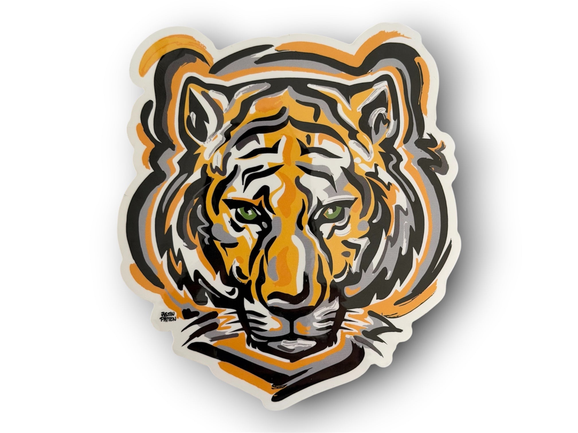 DePauw University Tiger 4.5"x 5" Mini Vinyl Sticker by Justin Patten (Greencastle, Tigers)