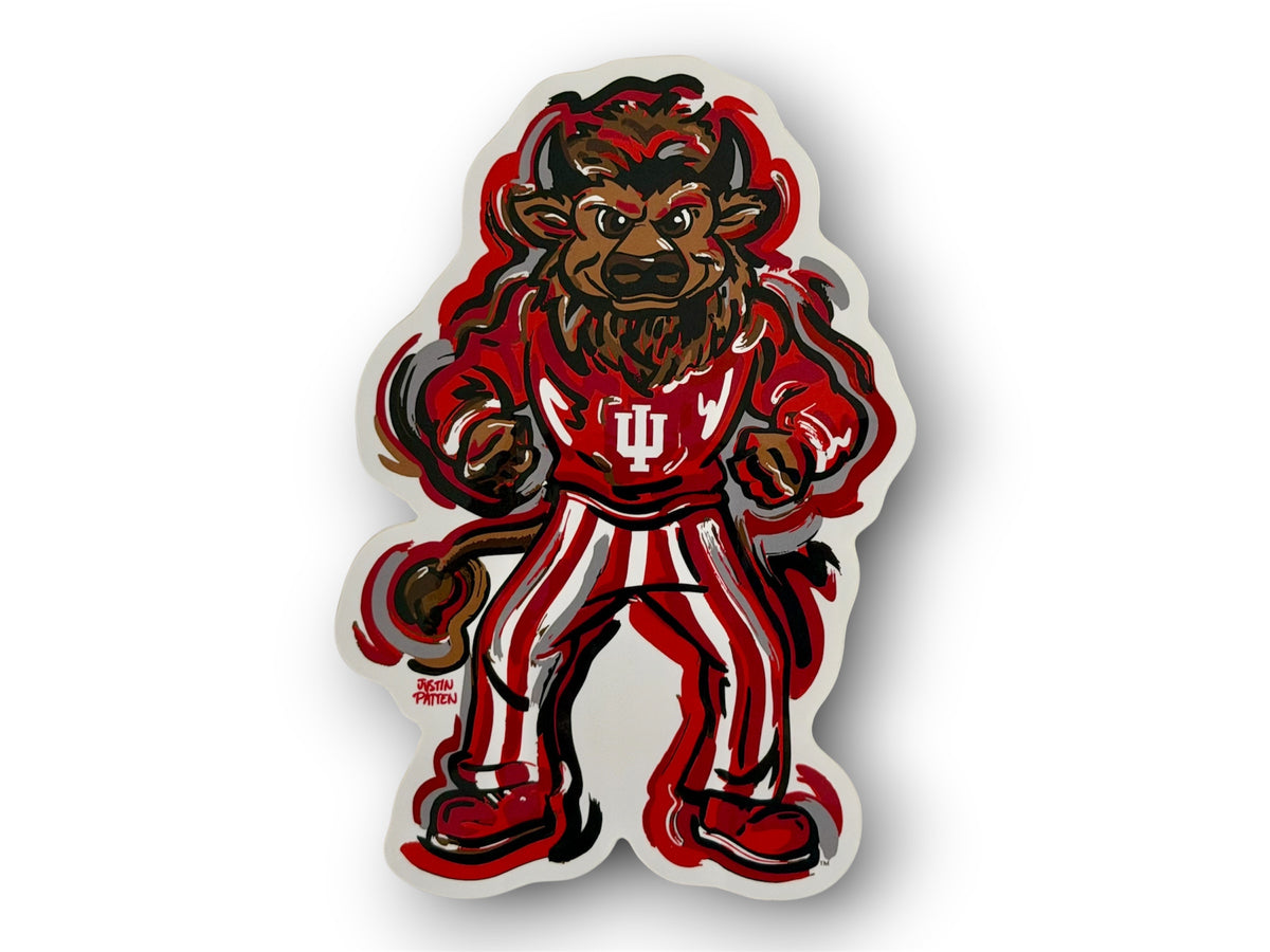 Indiana University IU Hoosier Mascot Vinyl Sticker by Justin Patten (IU, Bison, Hoosiers, Bloomington)