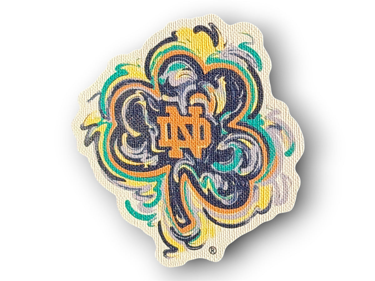 University of Notre Dame Clover Durable Sticker by Justin Patten (Officially Licensed Product, ND)