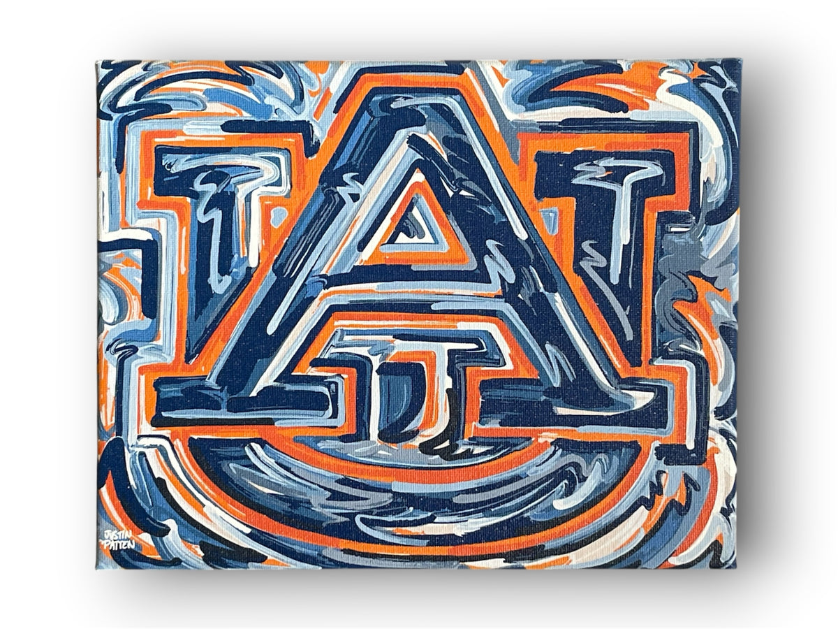 Auburn University wrapped canvas print with a large navy and orange AU logo