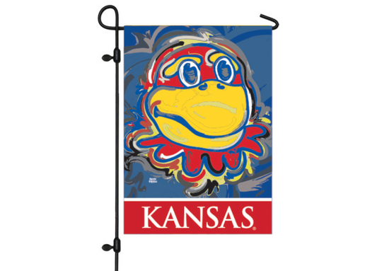 University of Kansas Mascot  Garden Flag 12" x 18" by Justin Patten