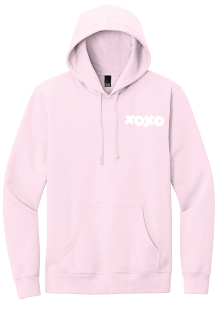 Valentine's Day Shy Pink Unisex Fleece Hoodie by Justin Patten (Love, Valentine, Heart, XOXO)