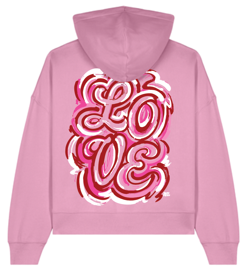 Valentine's Day Bubble Gum Pink Women's Fleece Hoodie by Justin Patten (Love, Valentine, Heart, XOXO)