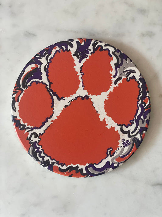 Clemson University Paw Print Stone Coaster by Justin Patten