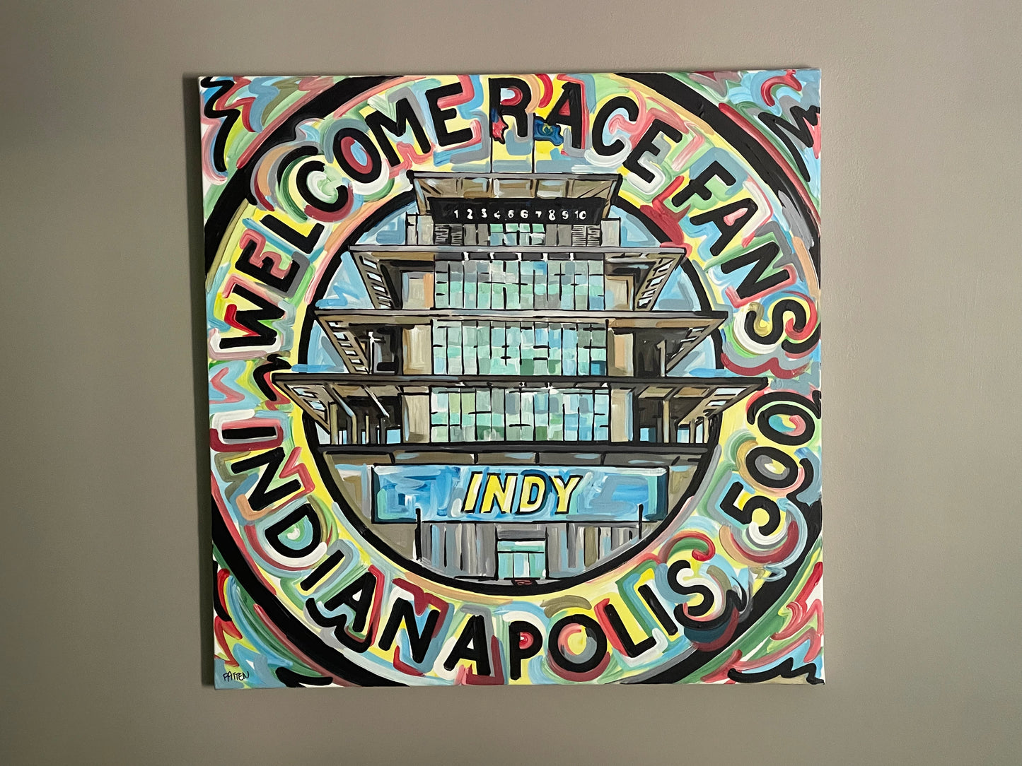Original Welcome Race Fans Pagoda IMS Painting (30" x 30") by Justin Patten