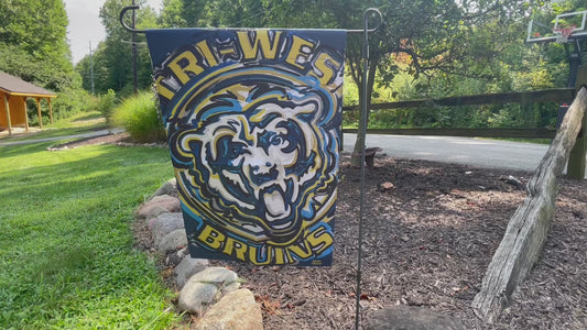 Try-West Schools Garden Flag by Justin Patten (12.5 x 18.5, Indiana High School, Storm Striker Art)