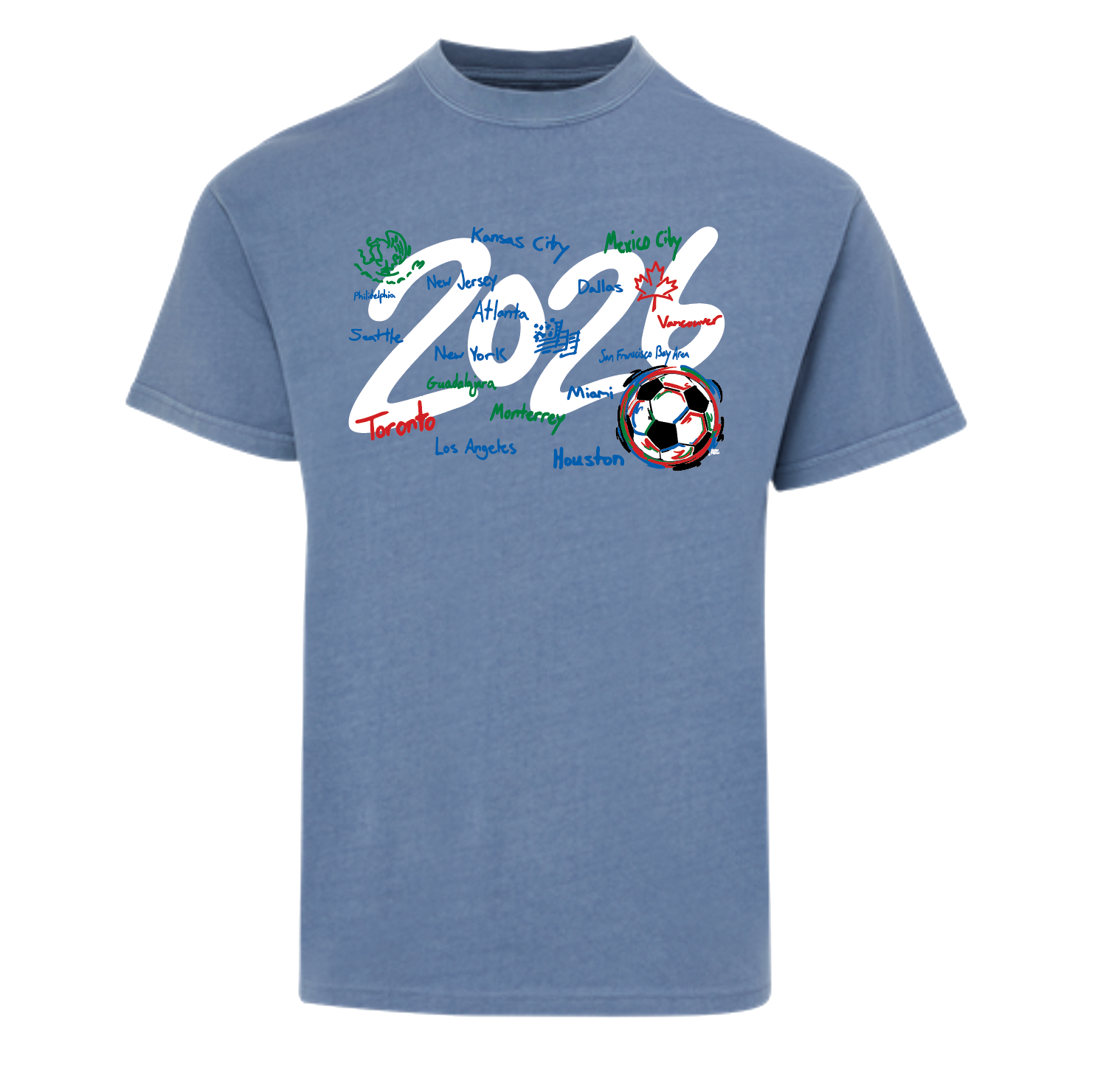 Storm Striker 2026 Soccer Celebration Tee (3 Colors)(World Cup, Soccer, USA, Mexico, Canada)