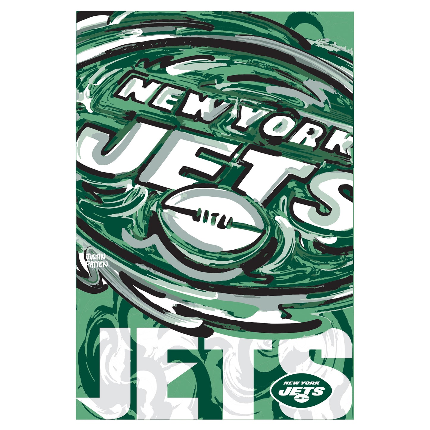 New York Jets House Flag 29" x 43" by Justin Patten