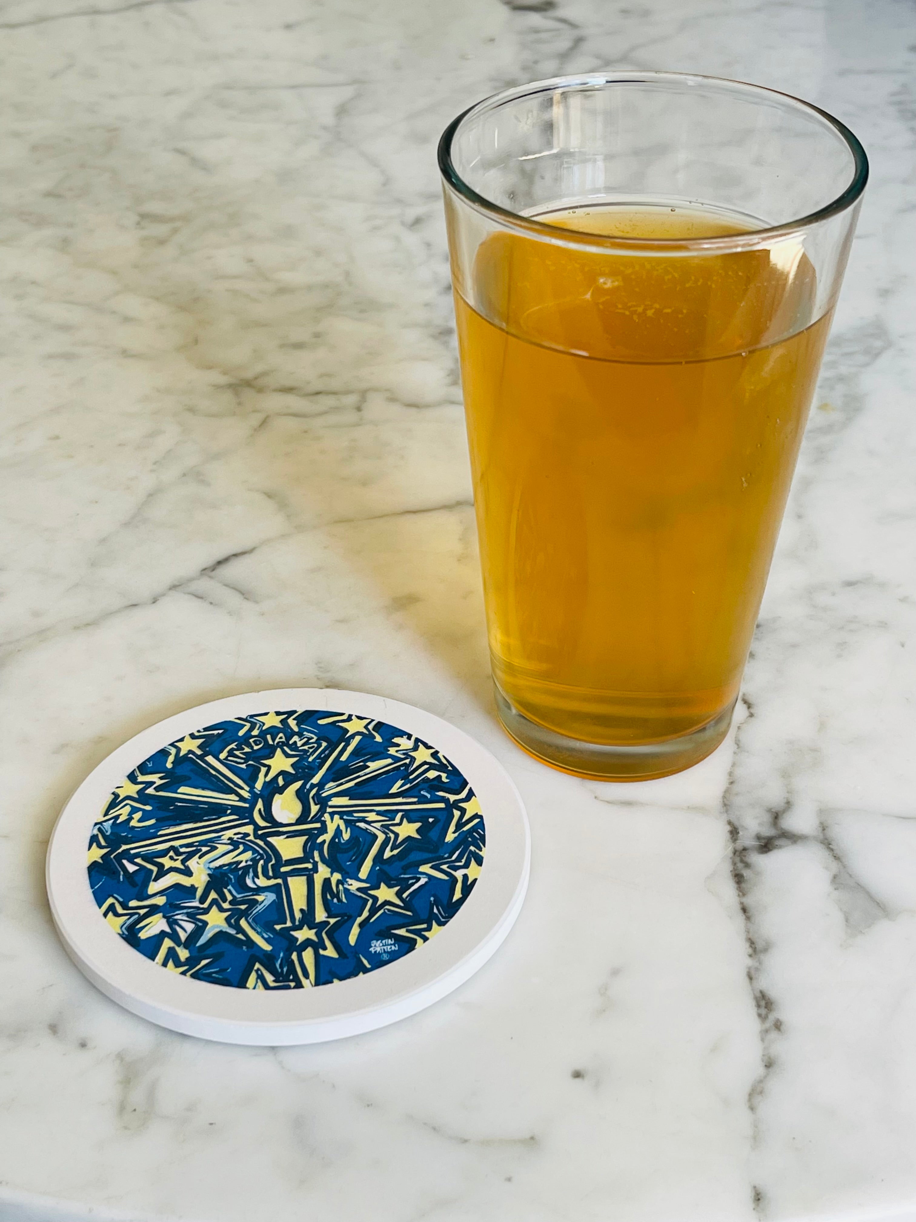 Indiana Flag Stone Coaster by Justin Patten