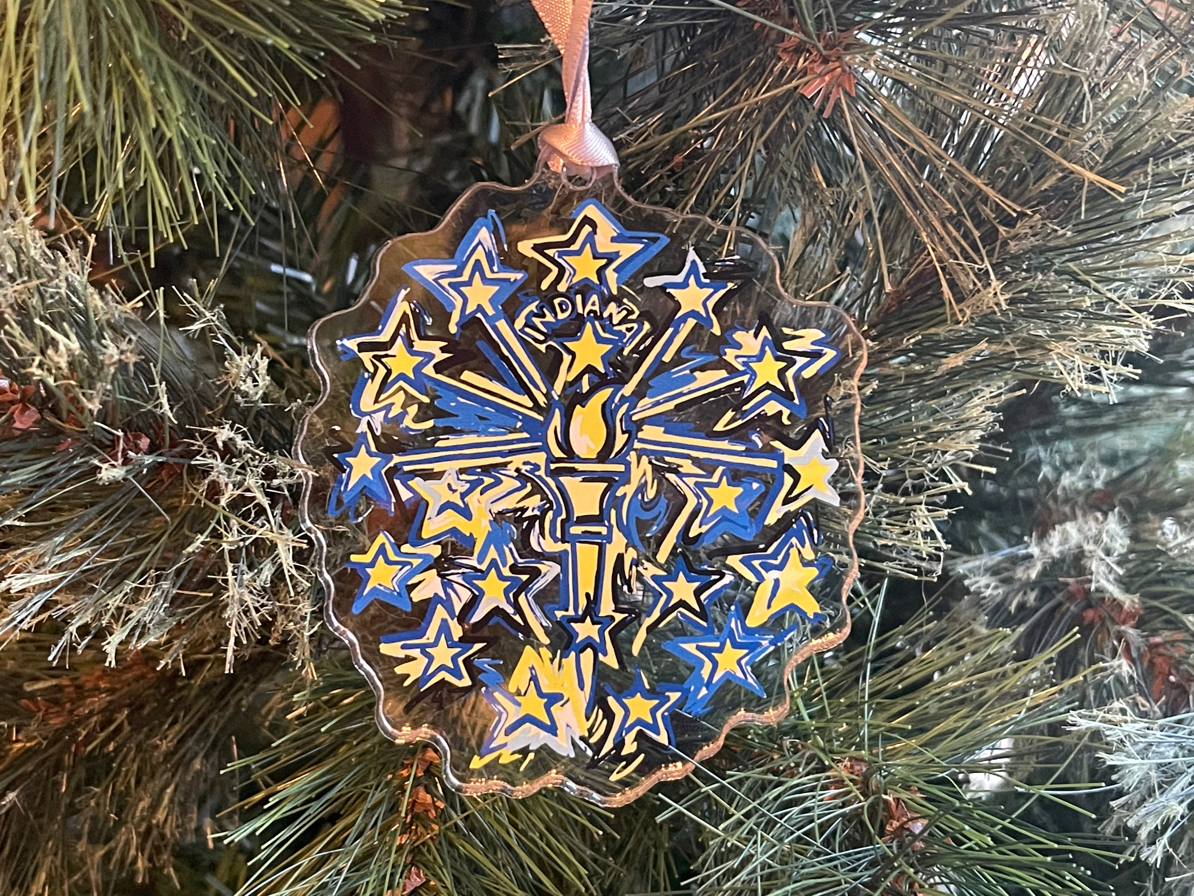 Indiana Flag Ornament by Justin Patten (Clear)