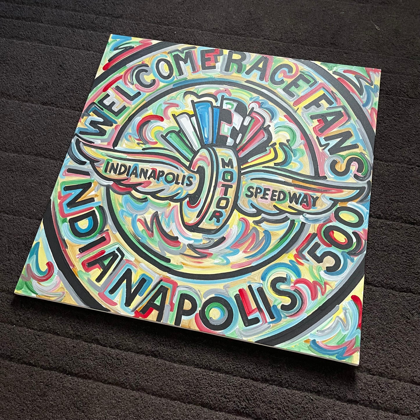 Custom Welcome Race Fans Painting (30" x 30") by Justin Patten
