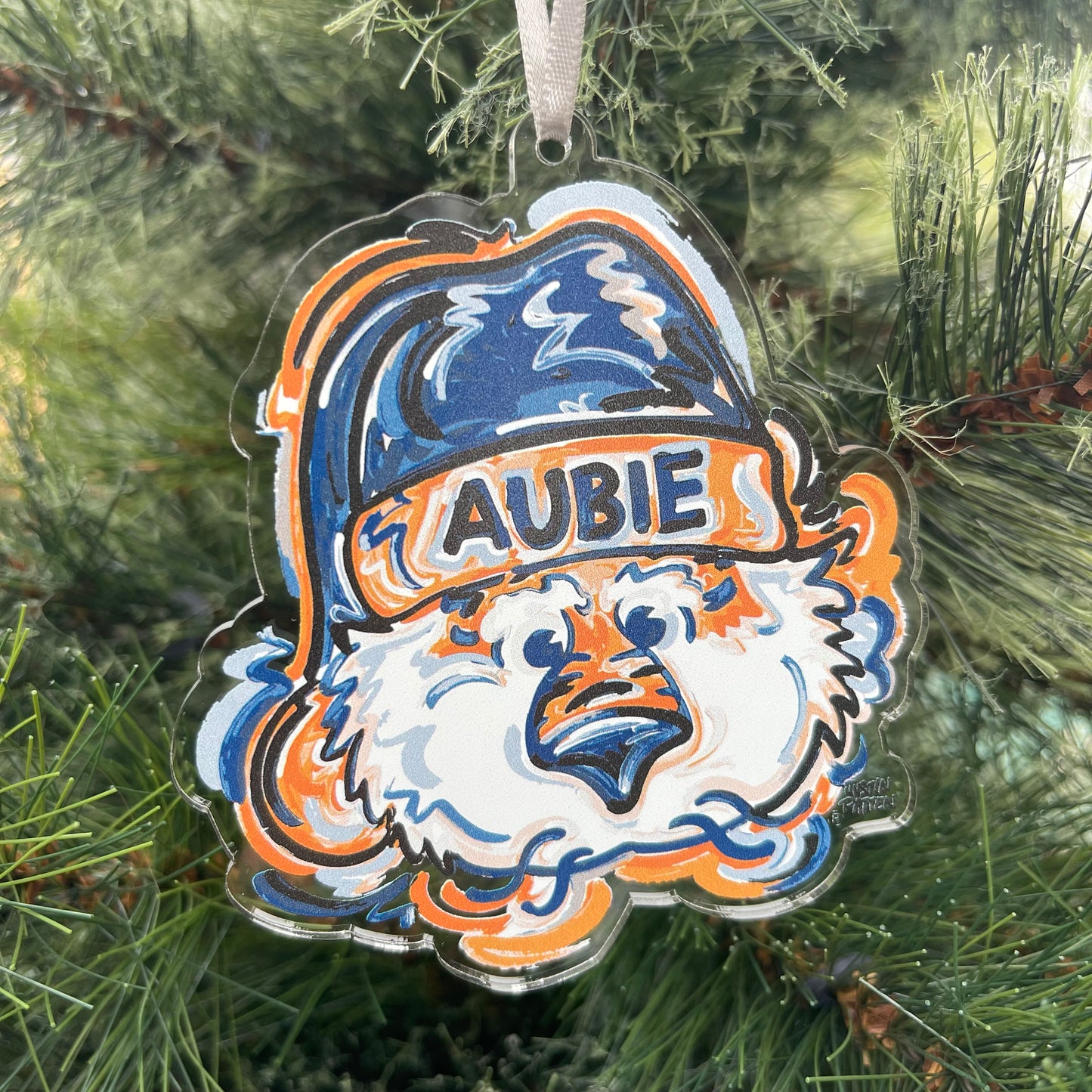 Auburn University Aubie Santa Ornament by Justin Patten