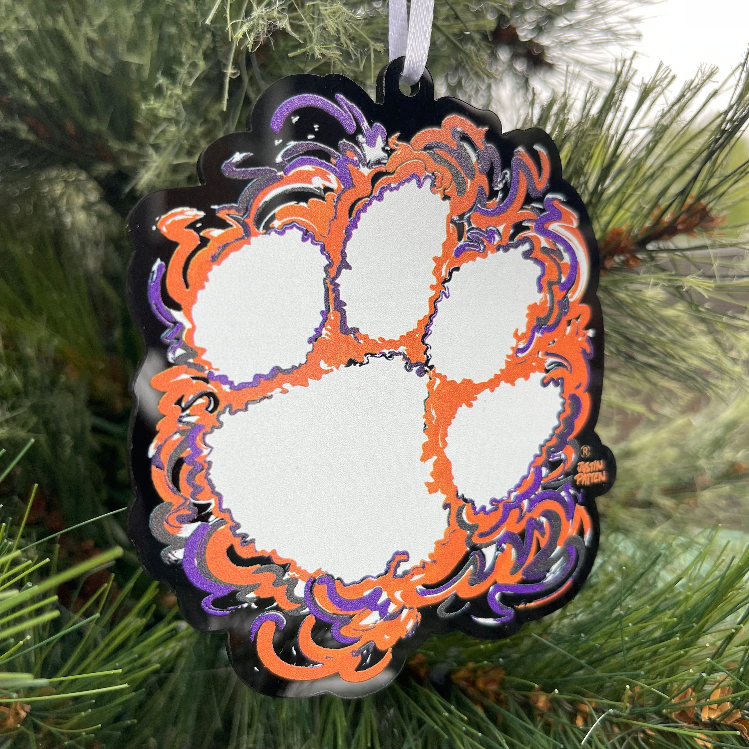 Clemson University Paw Print Ornament by Justin Patten (Black Ornament)