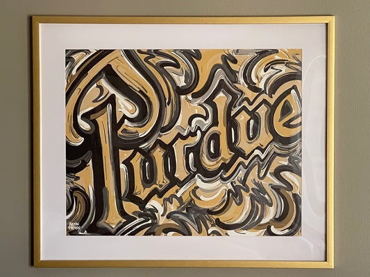 Purdue 20"x16" World's Biggest Drum Vintage Style Print by Justin Patten