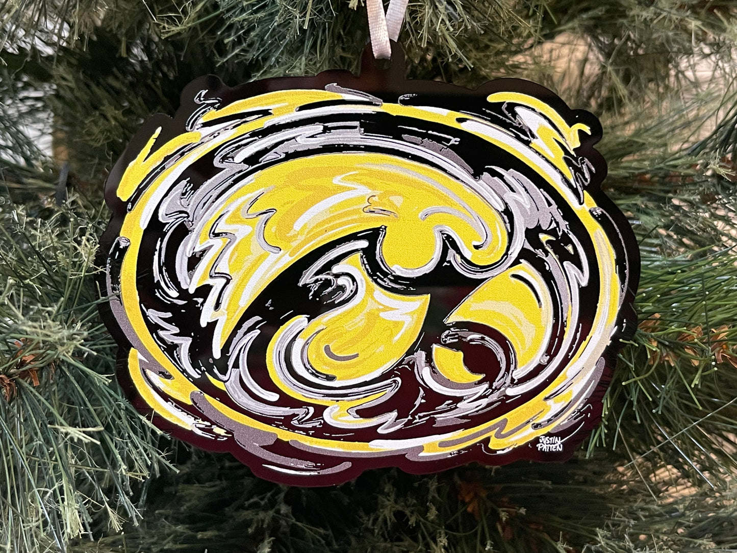 University of Iowa Tiger Hawk Ornament by Justin Patten