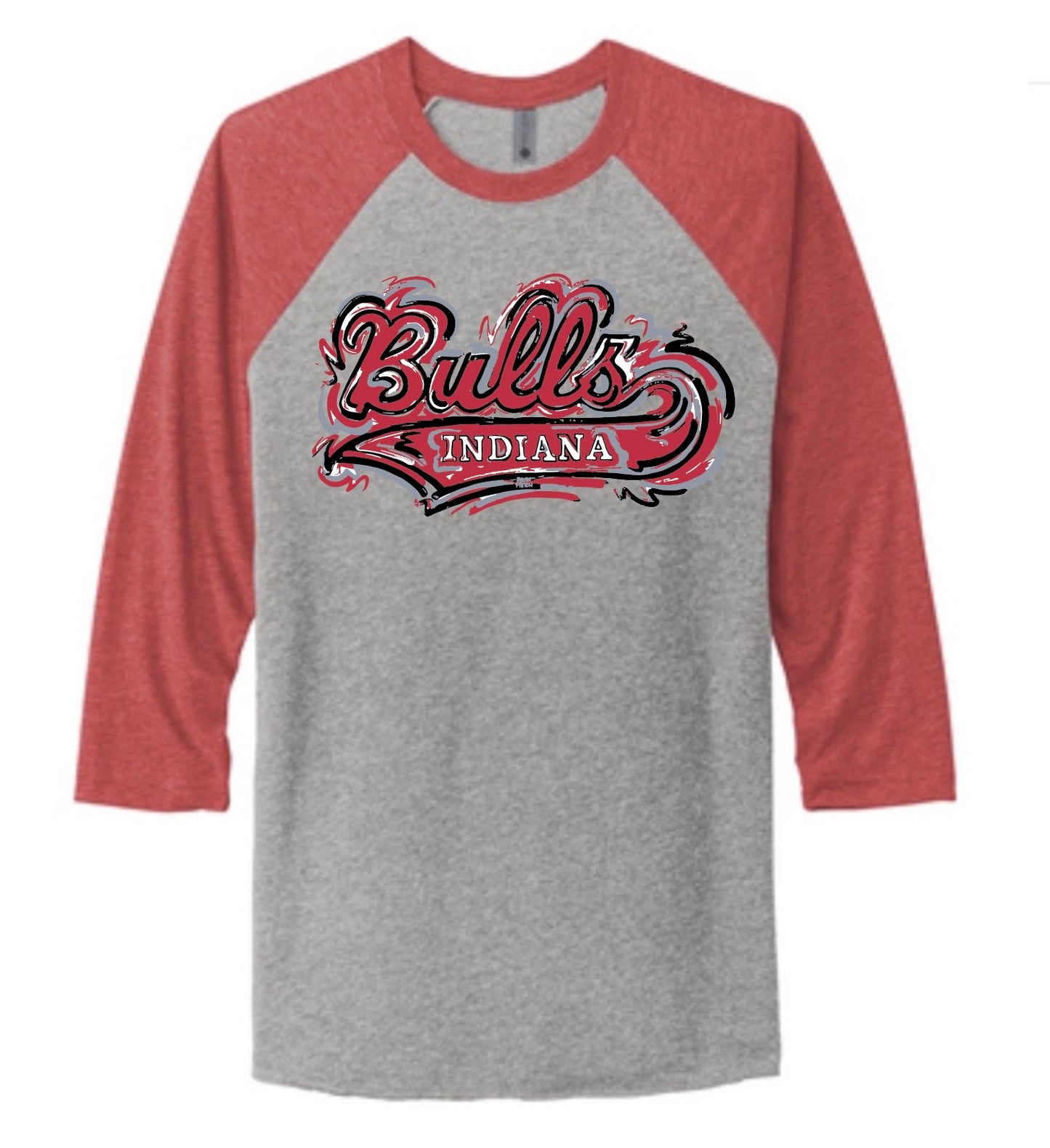 Indiana Bulls 3/4 Sleeve Unisex Tee by Justin Patten (2 Colors)