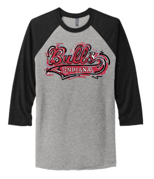 Indiana Bulls 3/4 Sleeve Unisex Tee by Justin Patten (2 Colors)