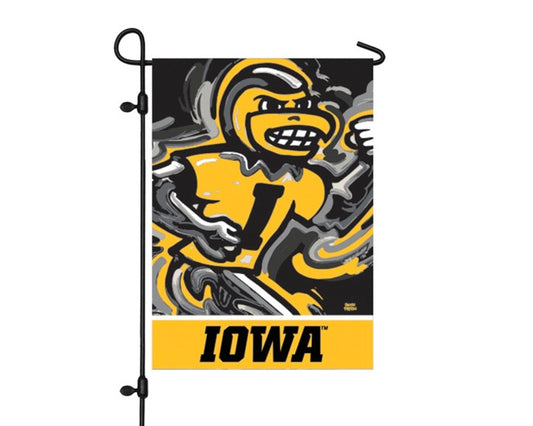 University of Iowa Mascot Garden Flag 12" x 18" by Justin Patten