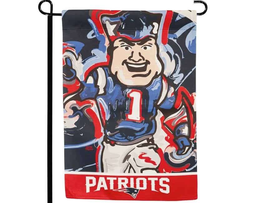 New England Patriots Mascot Garden Flag 12" x 18" by Justin Patten
