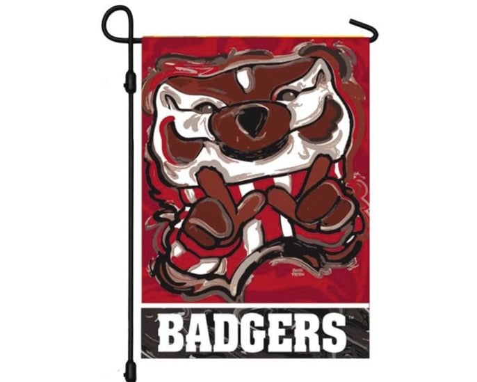 Wisconsin Badgers "W" Bucky Garden Flag 12" x 18" by Justin Patten