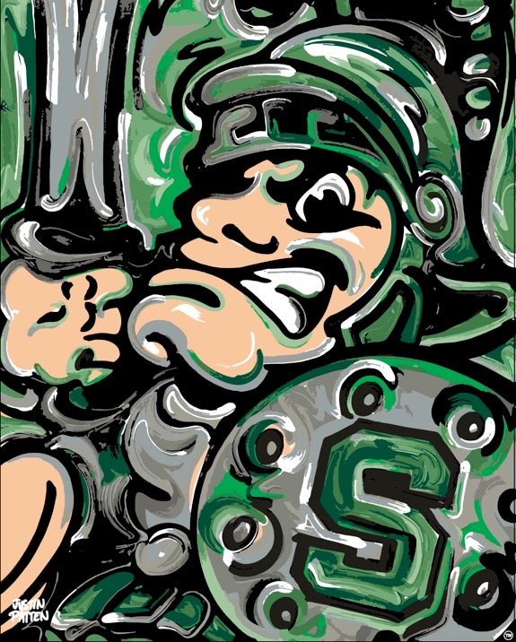 Michigan State University 16" x 20" Vintage Sparty Print by Justin Patten