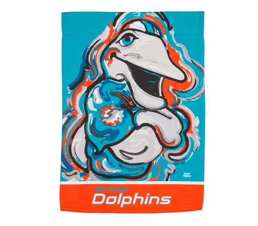 Miami Dolphins Mascot Garden Flag 12" x 18" by Justin Patten