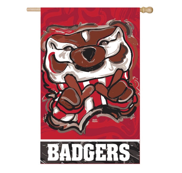 Wisconsin Badgers "W" Bucky House Flag 29" x 42" by Justin Patten