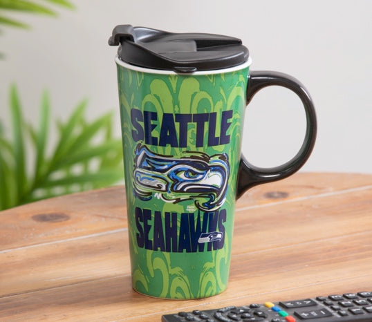 Seattle Seahawks 17oz. Travel Latte Cup by Justin Patten