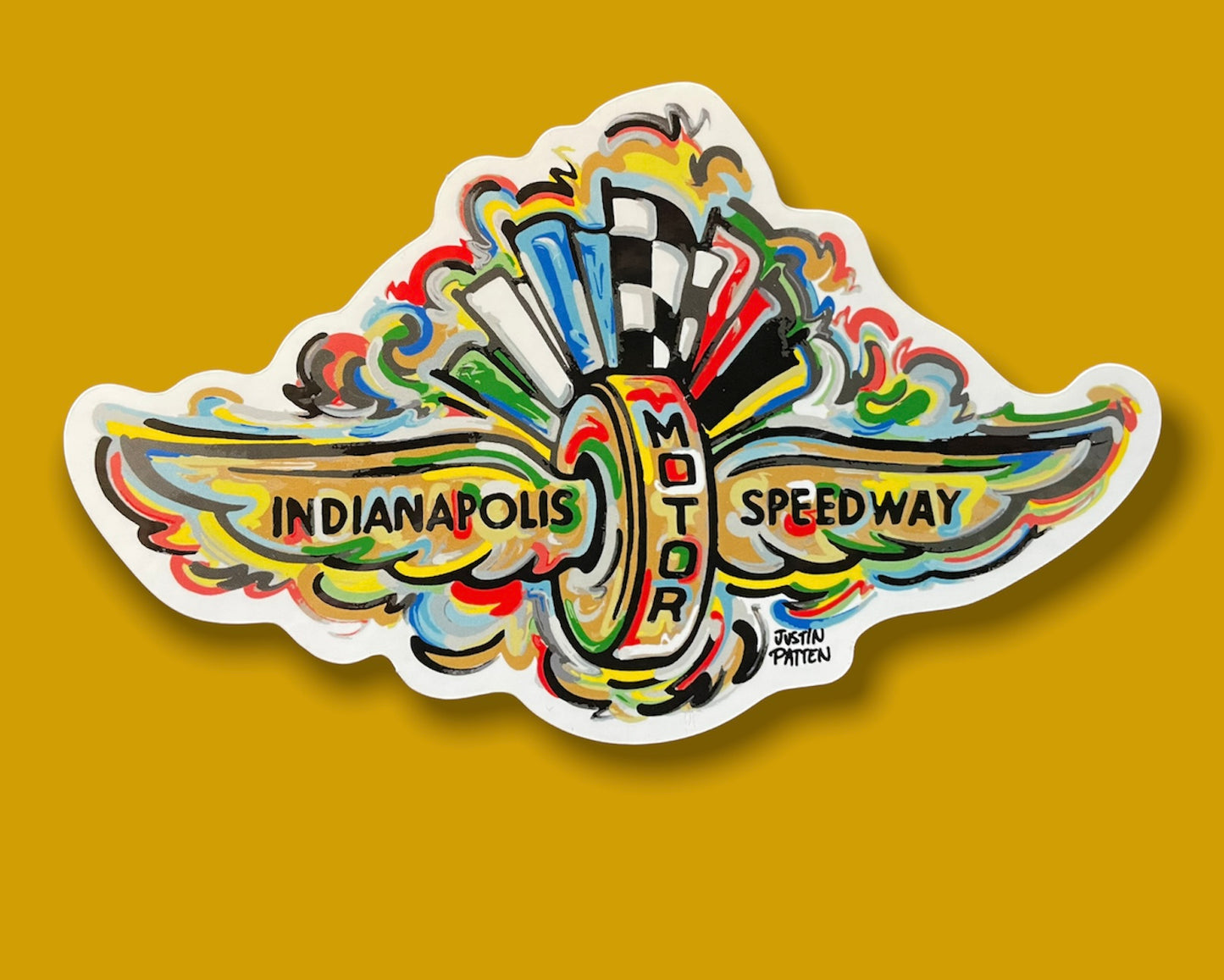 Indianapolis Motor Speedway Wing and Wheel Vinyl Sticker by Justin Patten