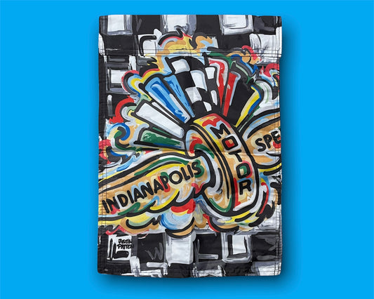 Indianapolis Motor Speedway Wing and Wheel Garden Flag (12”x18” in.) by Justin Patten