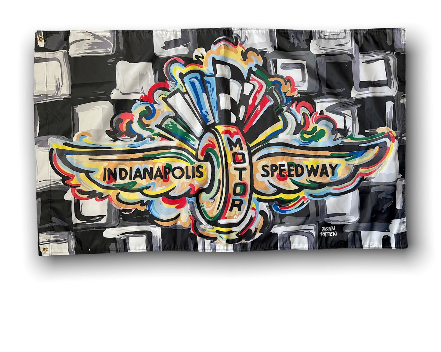 Indianapolis Motor Speedway Wing and Wheel Banner (5’x3’ ft.) by Justin Patten