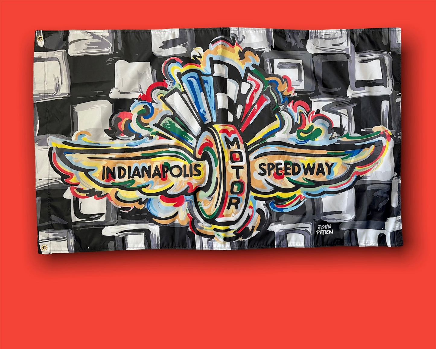 Indianapolis Motor Speedway Wing and Wheel Banner (5’x3’ ft.) by Justin Patten
