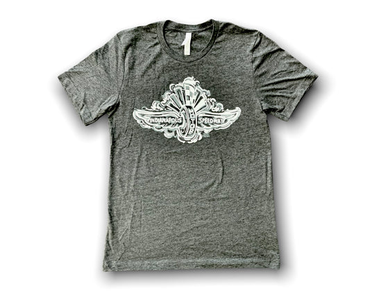 Indianapolis Motor Speedway Wing and Wheel "Smoke" Tee and Crew by Justin Patten