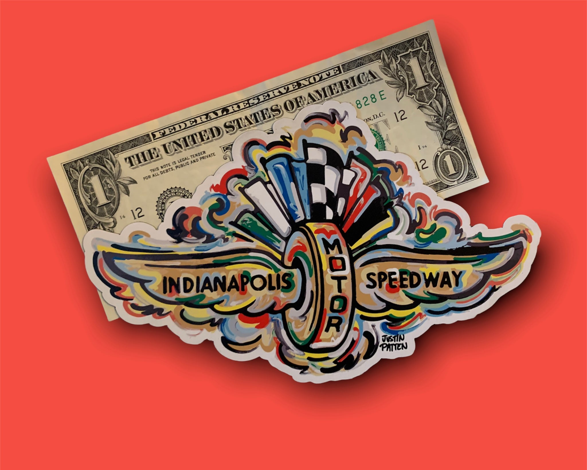 Indianapolis Motor Speedway Wing and Wheel Large Magnet by Justin Patten