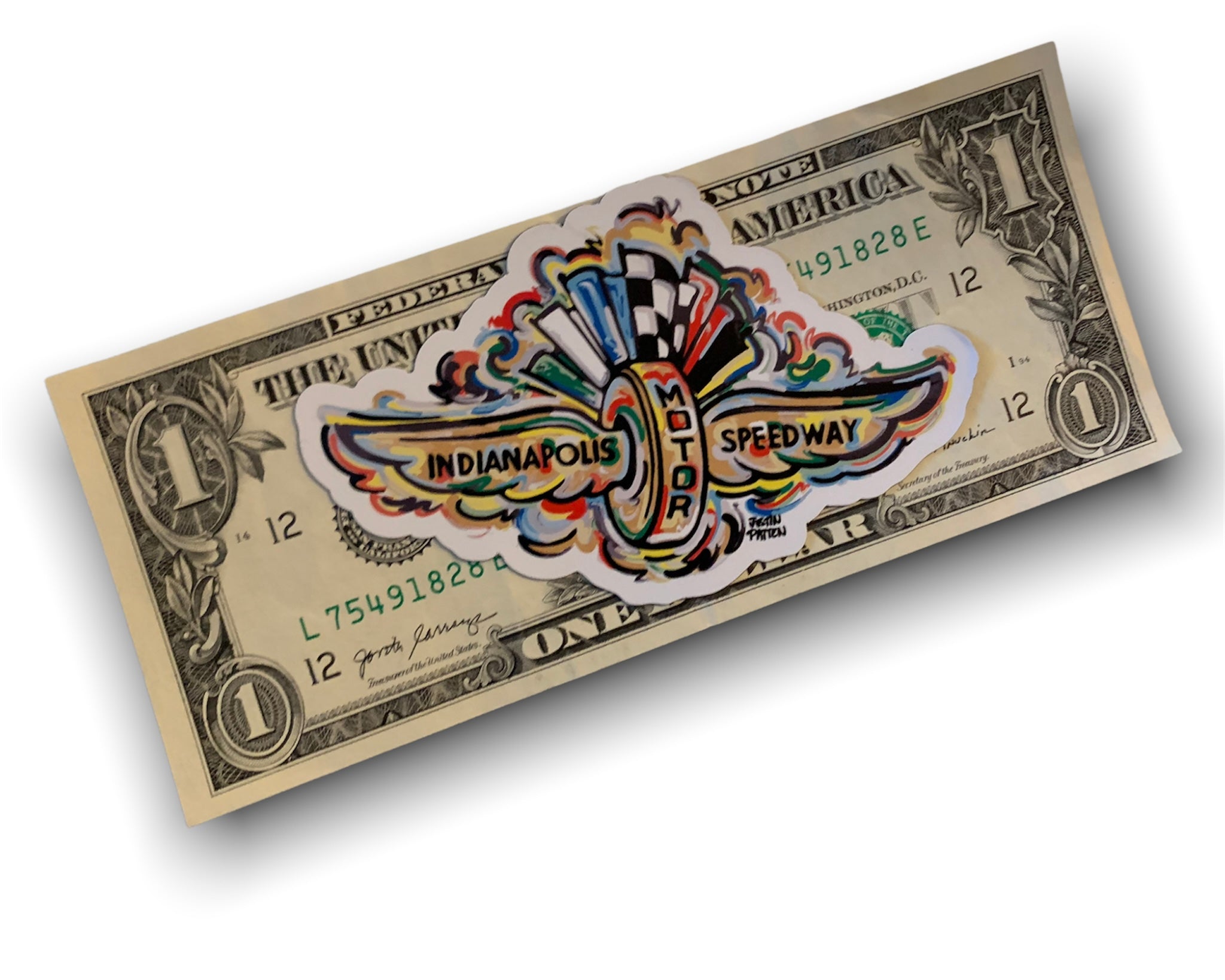 Indianapolis Motor Speedway Wing and Wheel Small Magnet by Justin Patten