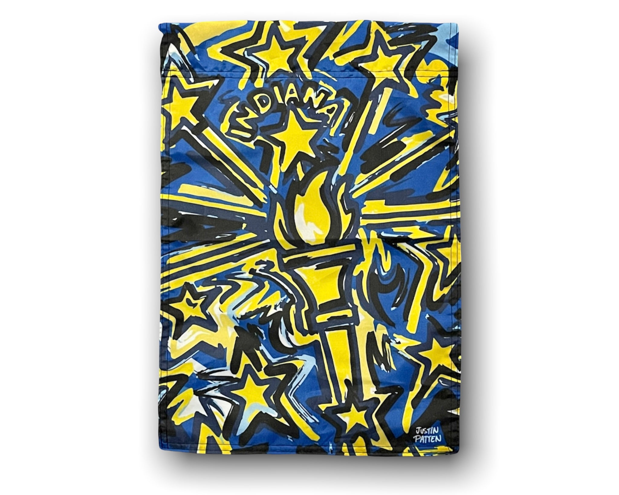 Indiana Garden Flag by Justin Patten (12.5 x 18.5, Blue and Yellow, State of Indiana)