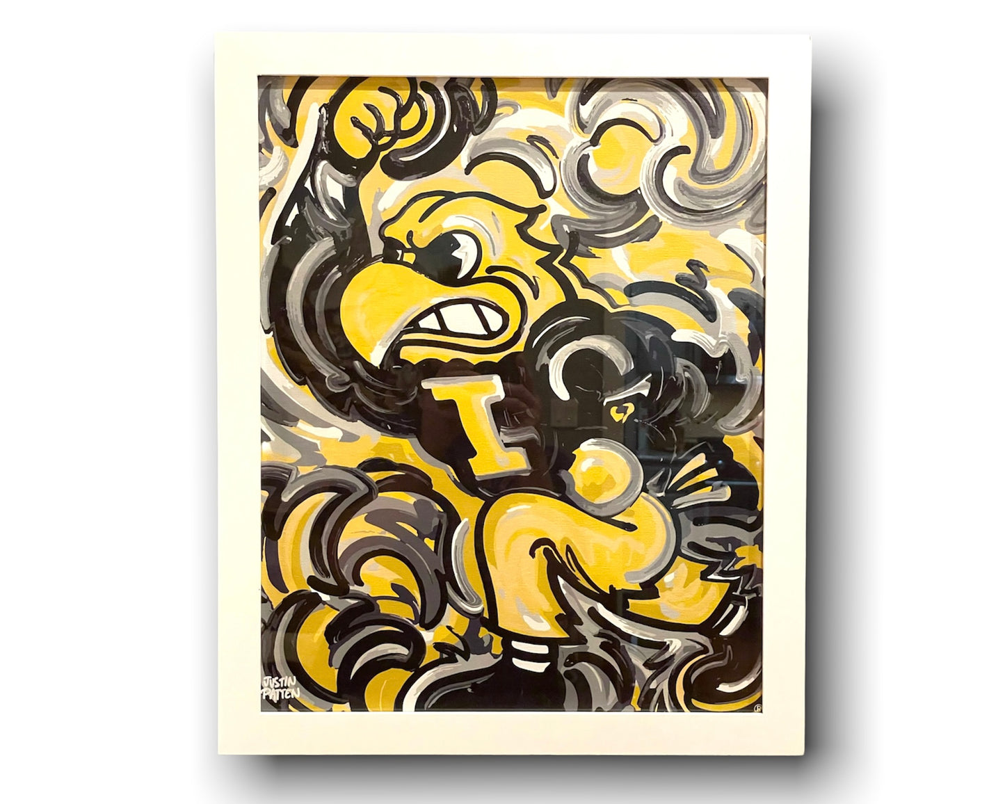 University of Iowa, Herky the Hawk, 16" x 20" Print on Canvas, by Justin Patten