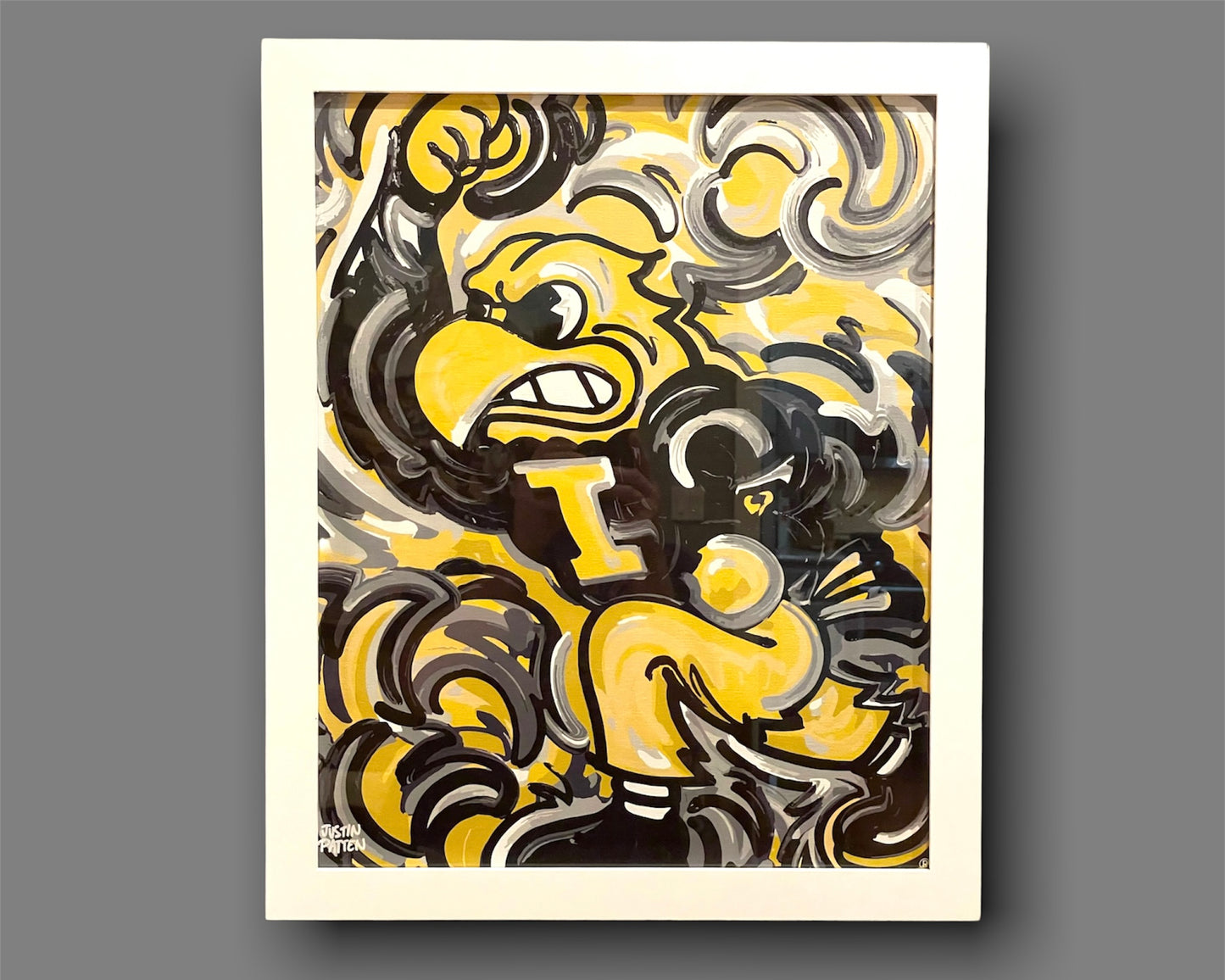 University of Iowa, Herky the Hawk, 16" x 20" Print on Canvas, by Justin Patten