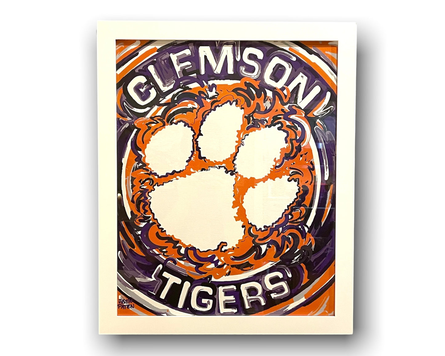 Clemson University 16" x 20" Paw Print  by Justin Patten
