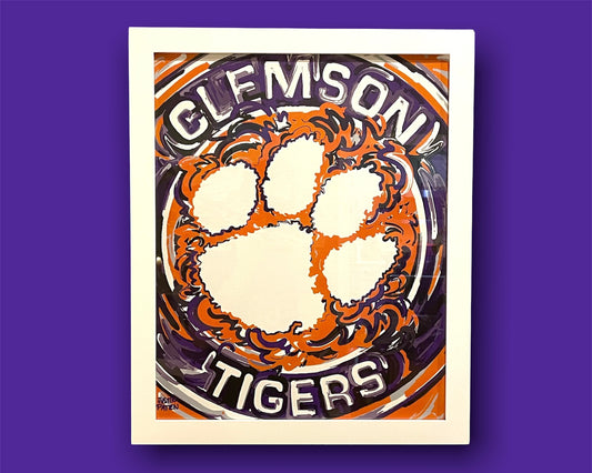 Clemson University 16" x 20" Paw Print  by Justin Patten