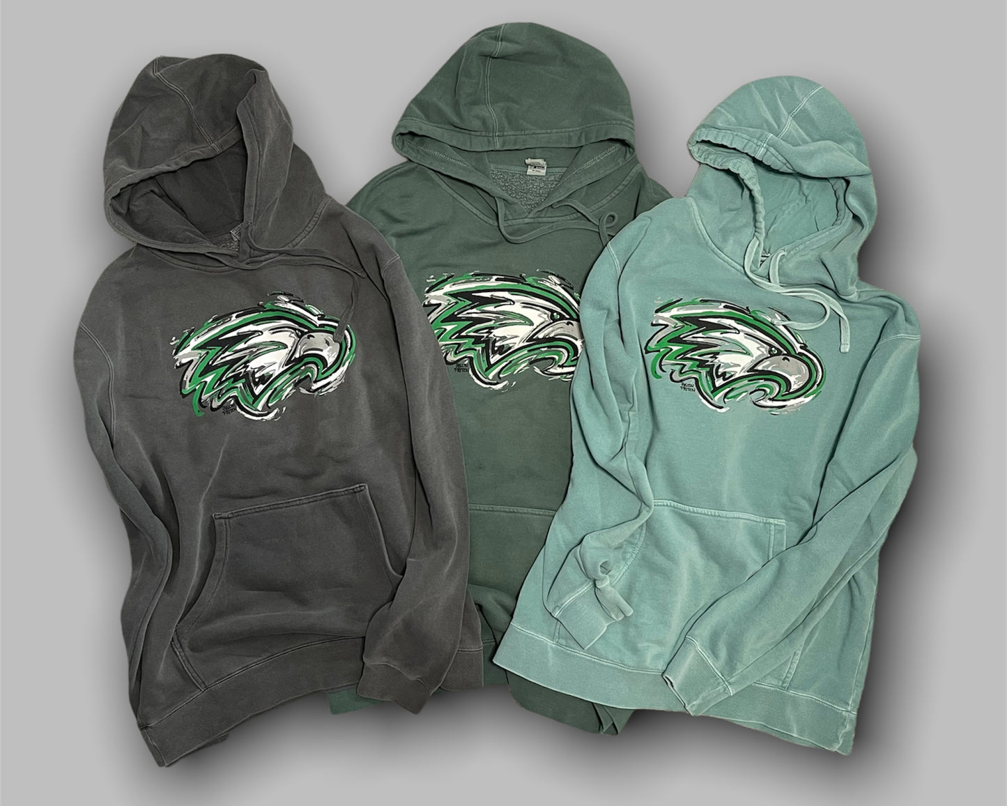 Zionsville Indiana Pigment Dyed Eagle Hoodie by Justin Patten (3 Colors)